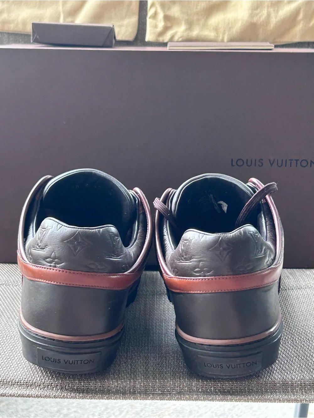 Louis Vuitton Men's vintage Leather Sneakers in Burgundy and Brown